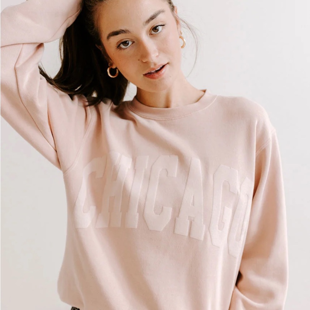 Alice & Wonder Chicago Collegiate Puff Sweatshirt - Dusty Pink